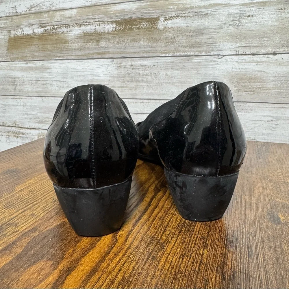 Salvatore Ferragamo Black Wedge Flats Shoes Women’s Size 6.5 B Patent Leather